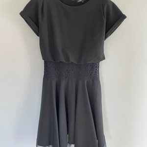 Maje crochet detail black dress